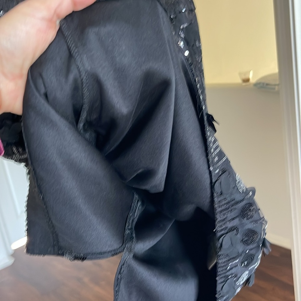 New Eliza J Black Sequin Halter Floating Flower Cocktail Holiday Dress - Picture 14 of 17